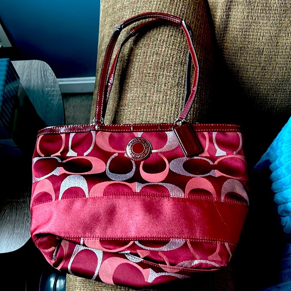 Coach red purse in used condition